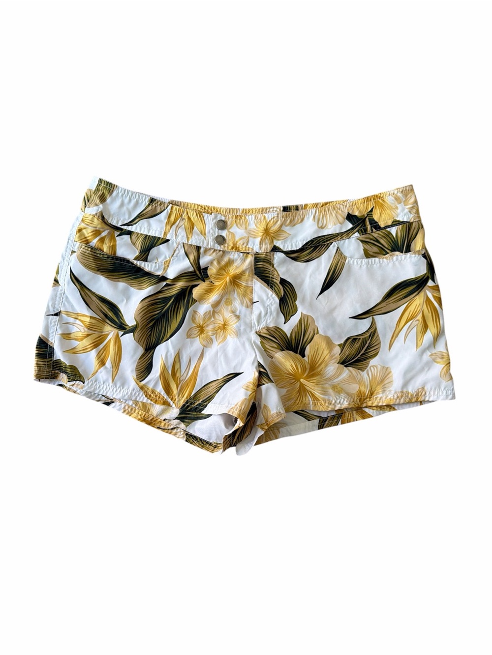 Mossimo Supply Co. White Shorts with Yellow Floral Print